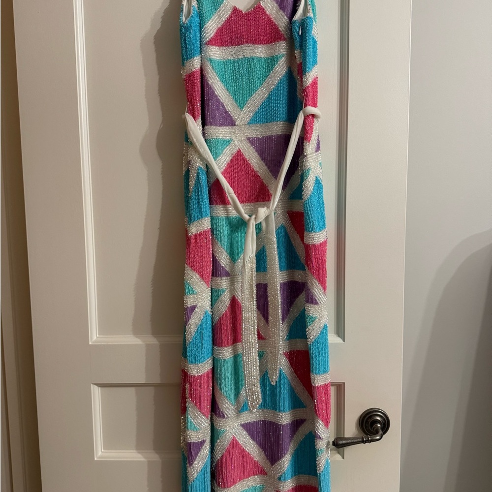 Retrofete Multicolor Geometric Midi Dress